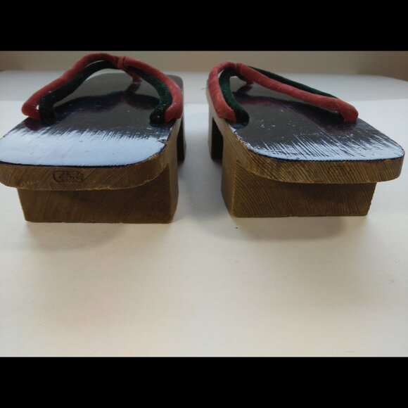 Vtg Japanese Shoes Traditional Geisha Geta Sandals Lacquered Wood Shinsaibashi - Picture 4 of 12